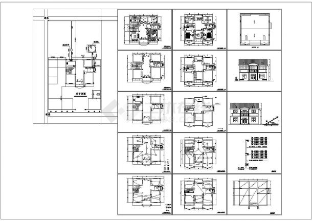 新华全套农村二层小别墅建筑设计cad图纸，共16张-图一