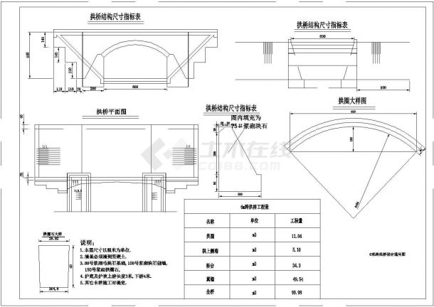 某6米跨拱桥设计通用图CAD构造图纸-图一