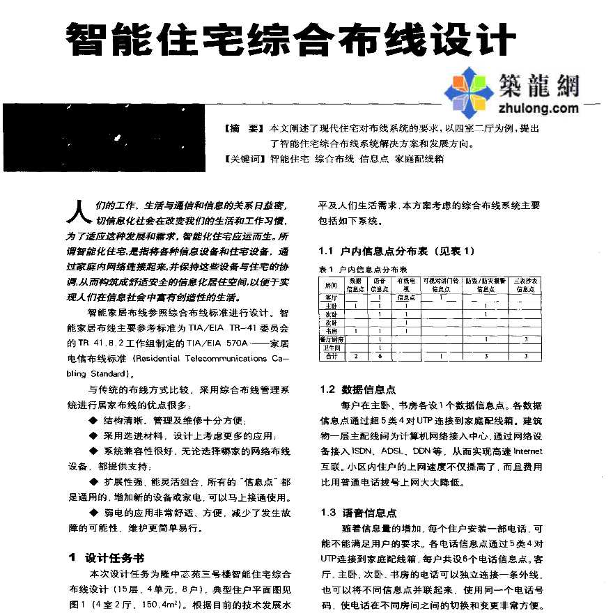 智能住宅综合布线设计