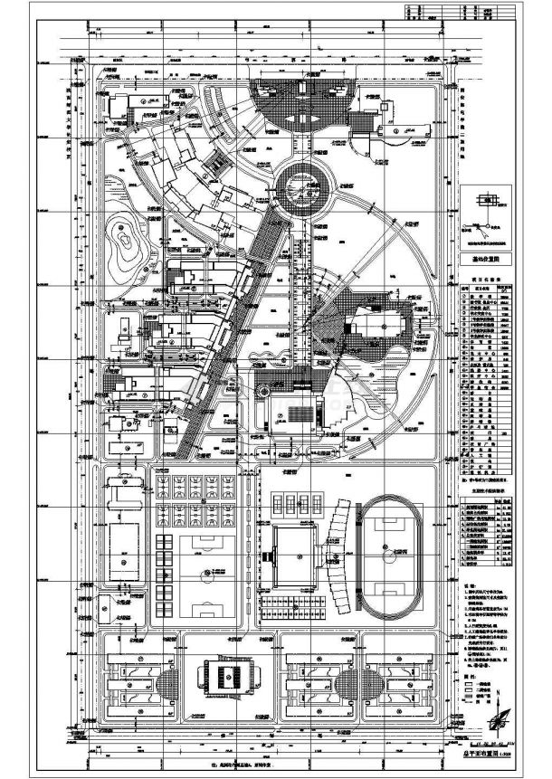 西安邮电学院新校区设计cad图(含总平面布置图)-图一