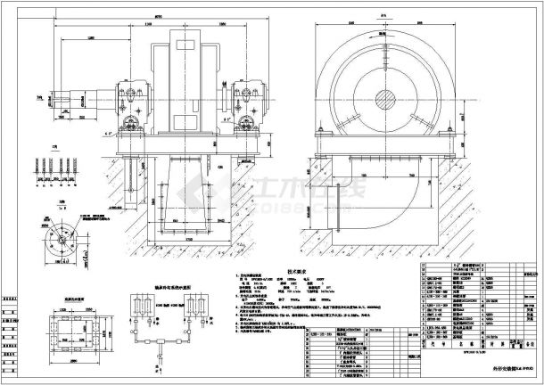 SFW1600-8_1430发电机CAD外形图-图一