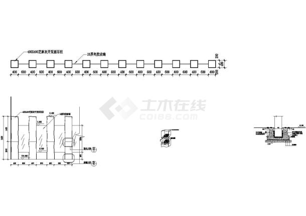 某小型的常用围墙设计布置图-图二