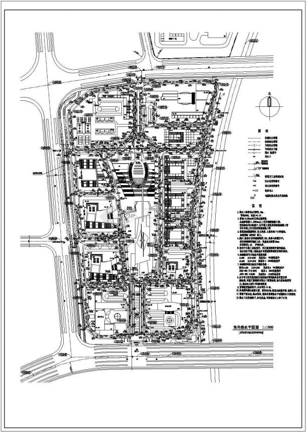 贵州某科技园排水cad详细总施工图-图一