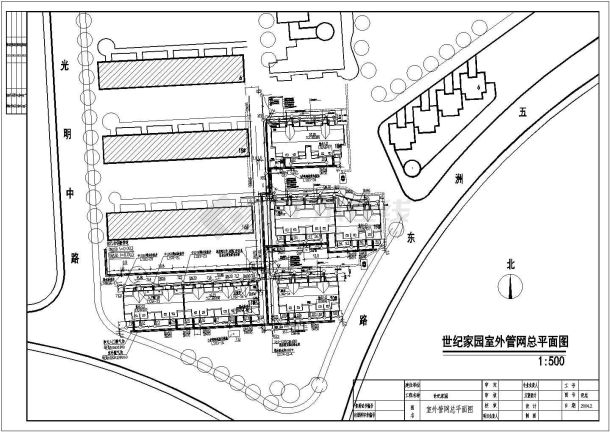 世纪家园室外管网cad详细设计总平面施工图-图二