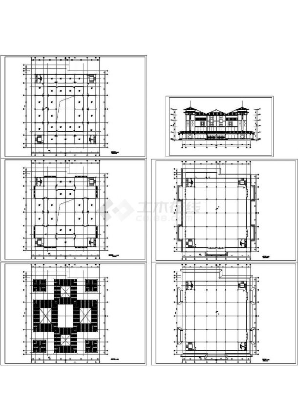 现代仿古建筑服务中心（CAD，6张图纸）-图一