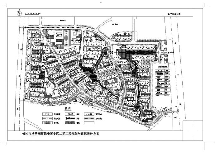 某规划总用地153763㎡总户数1598户移民安置小区二期工程规划设计cad施工总平面图（含技术经济指标）_图1