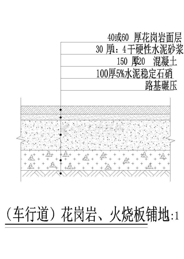 （车行道）花岗岩、火烧板铺地详图-图二