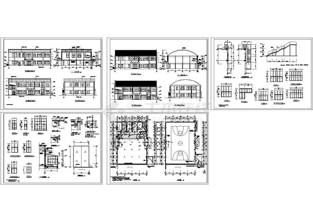 两层中学操场与食堂建筑施工图-图一