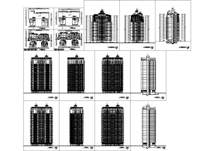 2栋高层商住楼建筑设计CAD方案图_图1