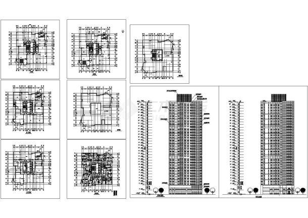 -2+32层点式底商公寓住宅楼建筑图-图一