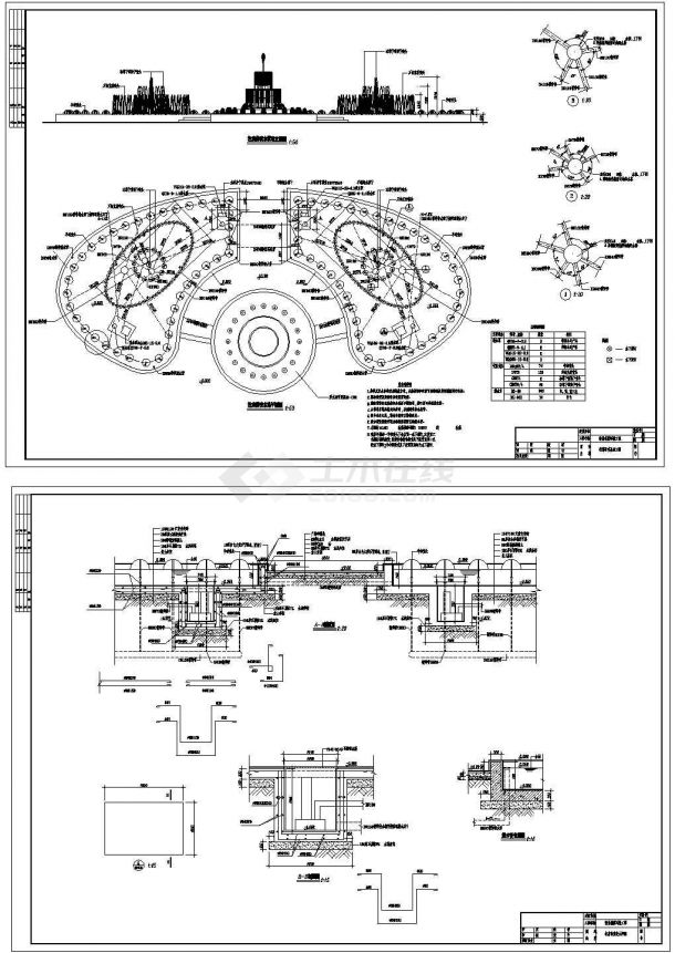 某花园小区喷泉施工详图 包含着柱廊前喷泉施工图-图二