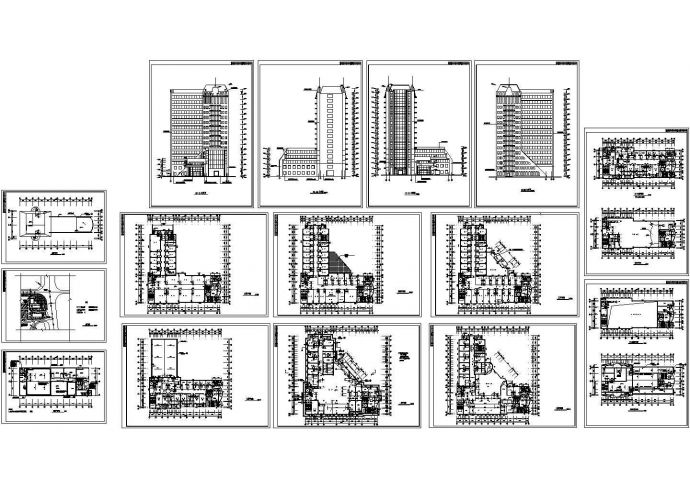 长44.6米 宽40.8米 -1+16层医院综合楼建筑施工图【各层及屋顶平面 总平 4个立面（无剖面图）】_图1