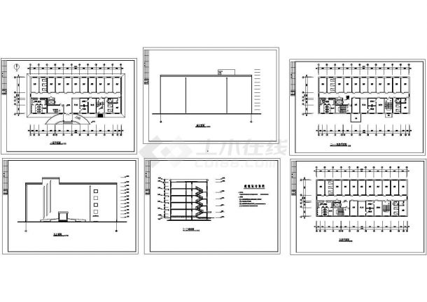 5层医院住院楼建筑方案设计图【各层平面 立剖】-图二