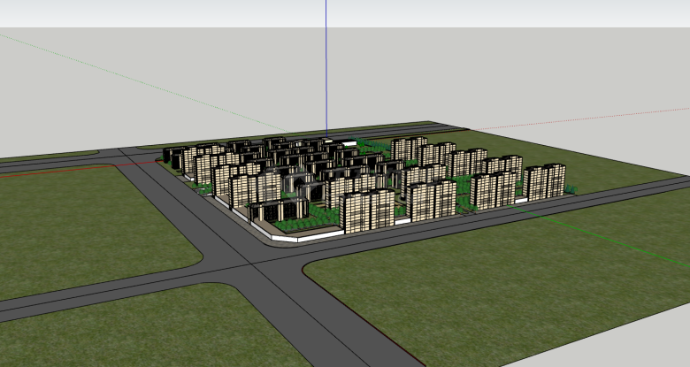 大面积绿地多栋住宅su模型-图二