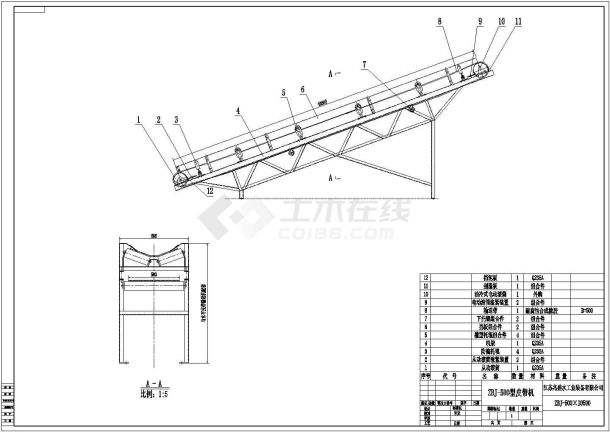 ZBJ-500×10500 皮带机cad图纸-图二