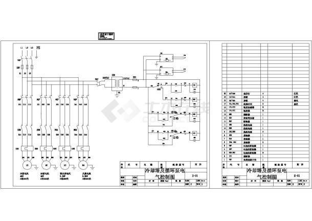 冷却塔及循环泵电气控制设计cad图纸-图一