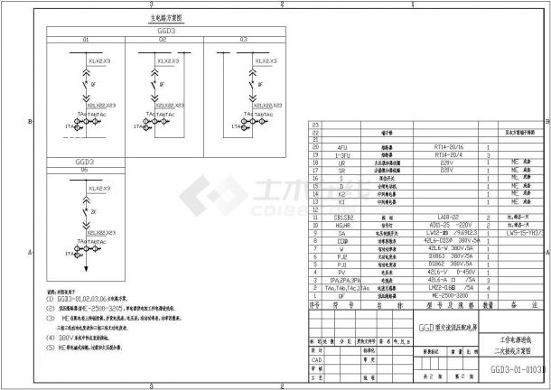 GGD型交流低压配电屏设计cad图纸-图二