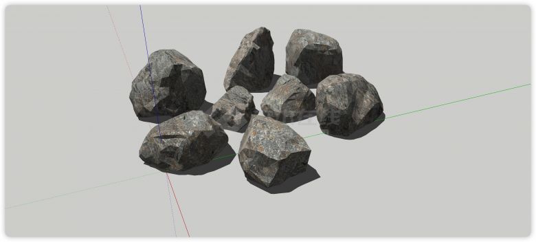 普通立体的石头SU模型-图二
