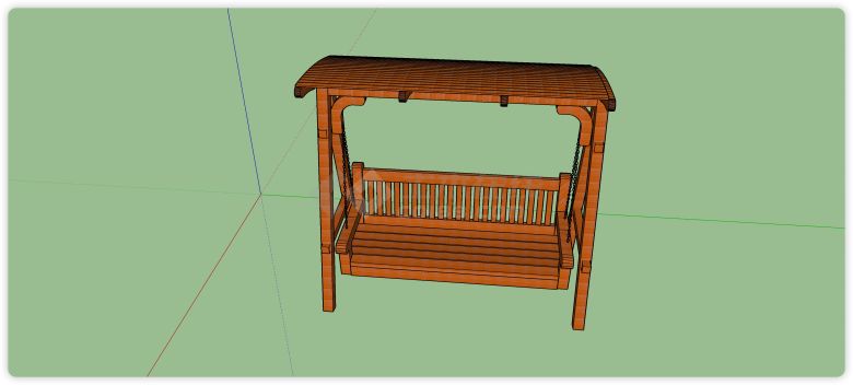 弧形遮阳篷休闲秋千吊椅su模型-图二