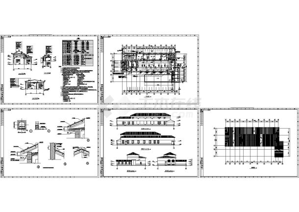 某单层框架结构坡屋顶水泵主房设计cad全套建筑施工图（含设计说明）-图一
