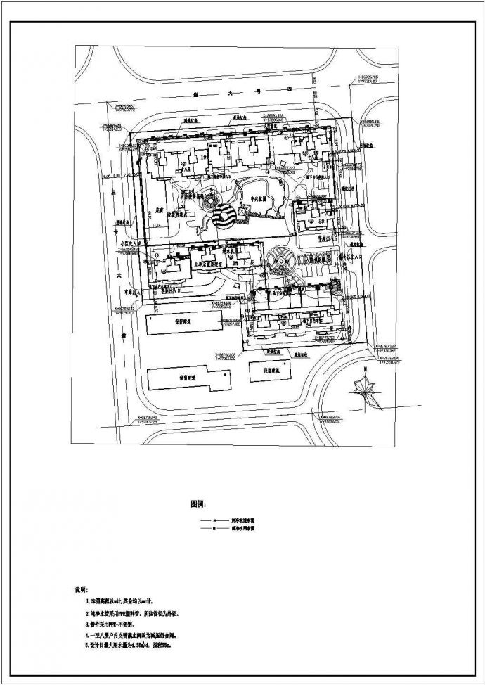 某工业区详细cad设计排水总图_图1