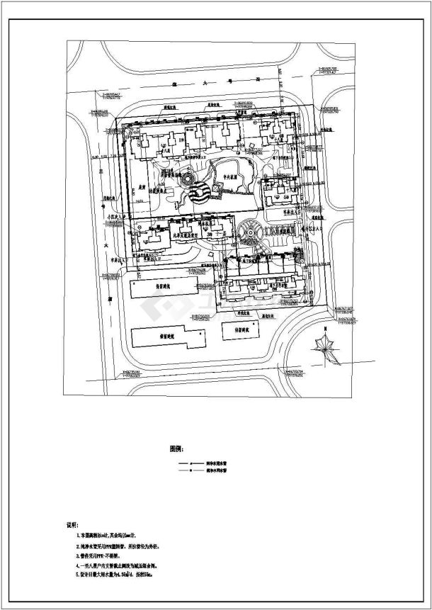 某工业区详细cad设计排水总图-图二