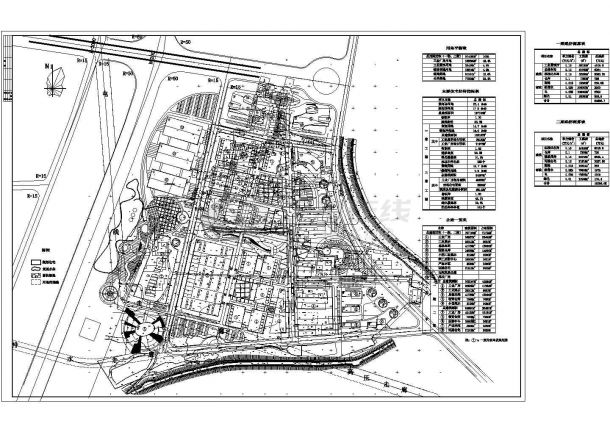 某地区大型工业园规划设计cad施工总平面图纸（含技术经济指标）-图一