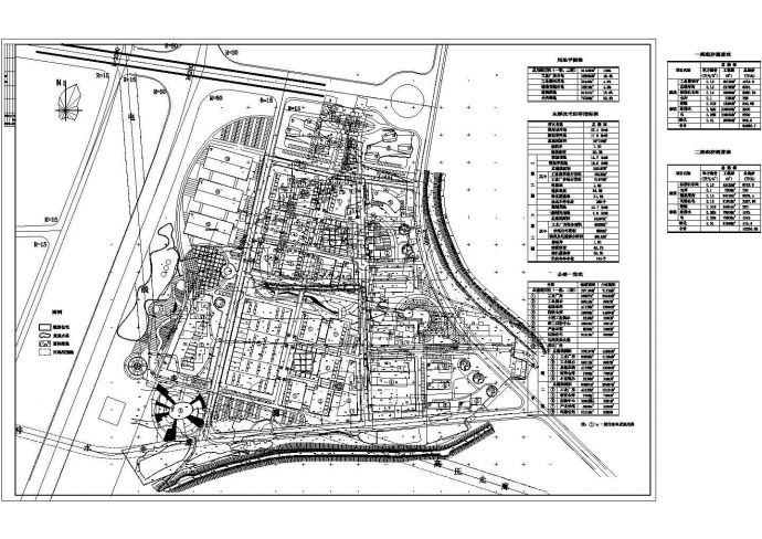 某地区大型工业园规划设计cad施工总平面图纸（含技术经济指标）_图1