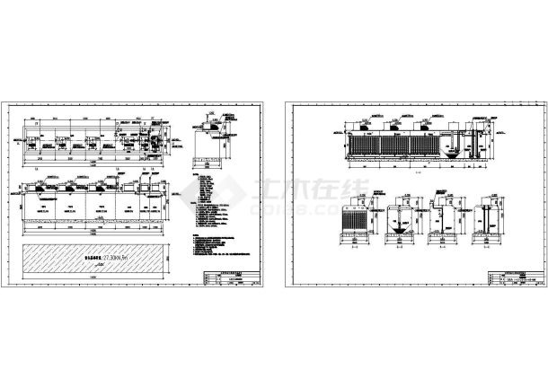 7.5T-h的三级地埋式污水处理设计图纸（CAD，2张图纸）-图一