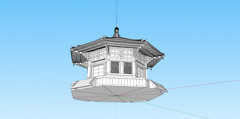 日本古建白色单层建筑su模型-图二