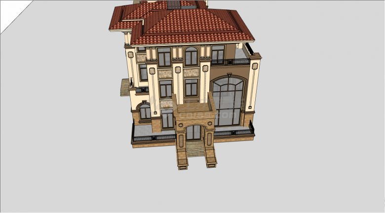 带有三层的豪华的独栋别墅su模型-图二