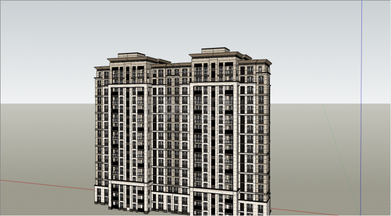 带有现代造型设计的多层的住宅su模型-图二