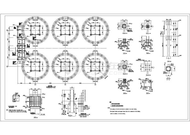 水泥厂钢结构工程施工cad图，共二十一张-图一