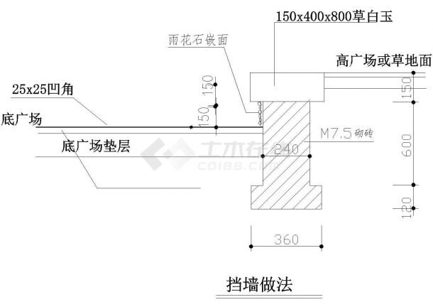 某地挡墙建筑做法设计详图-图一