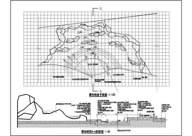 某地瀑布喷泉平面CAD图-图一