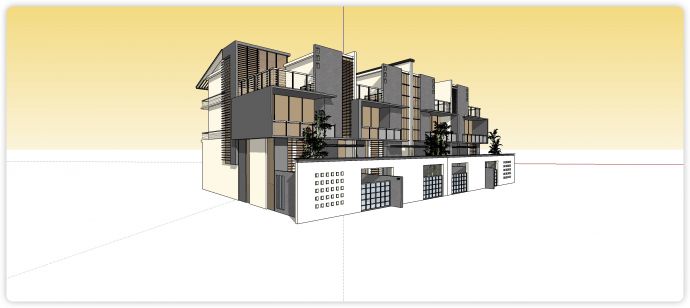 方格镂空装饰围墙苏式住宅su模型_图1
