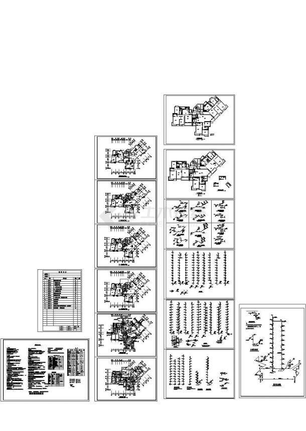 某11层住宅楼给排水消防设计图（CAD，14张图纸）-图一