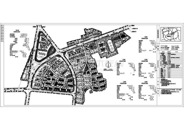 某总用地22.09ha住宅小区综合地块规划设计cad施工总平面图【含设计说明，含经济技术指标】-图一