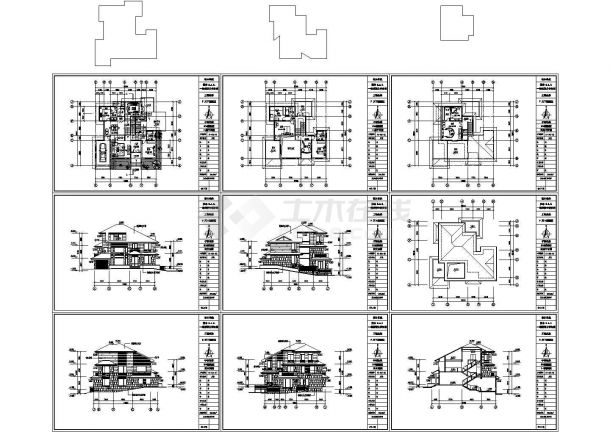 三层日式别墅全套建筑施工图Cad设计图-图一