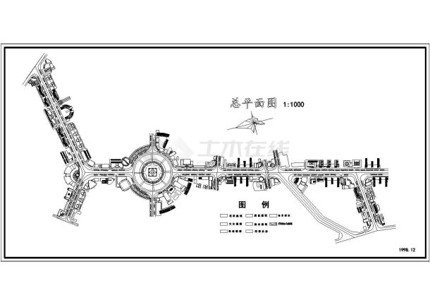 步行街(一)总平面图cad施工图设计-图一