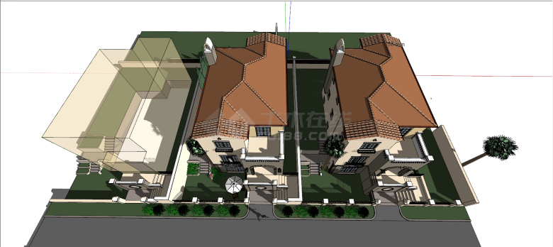 地中海风格别墅su模型-图二