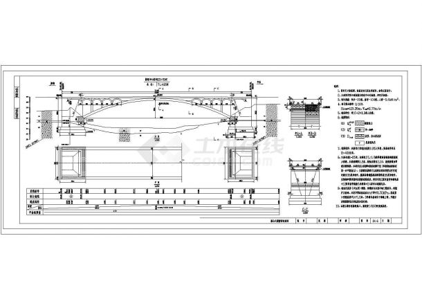 某矮山大桥1-55m悬链线空腹钢筋混凝土拱桥矮山中桥桥型CAD布置图-图一