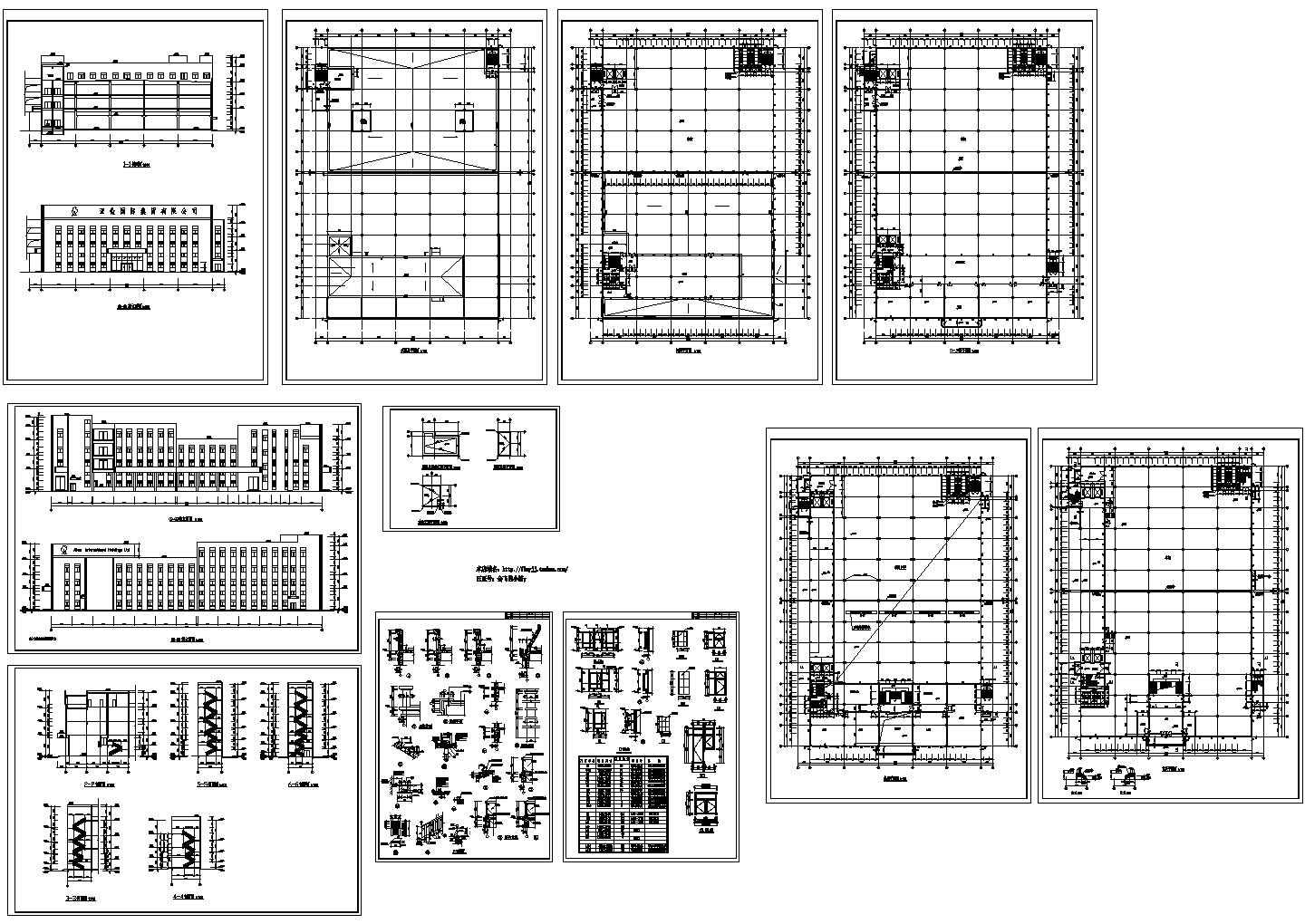 4+1夹层大型厂房建筑CAD施工图