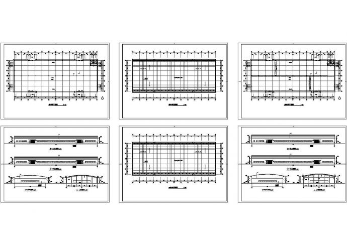 单层工业厂房车间建筑方案设计施工cad图纸，共六张_图1