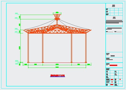 公园六角形膜结构工程设计施工图_图1