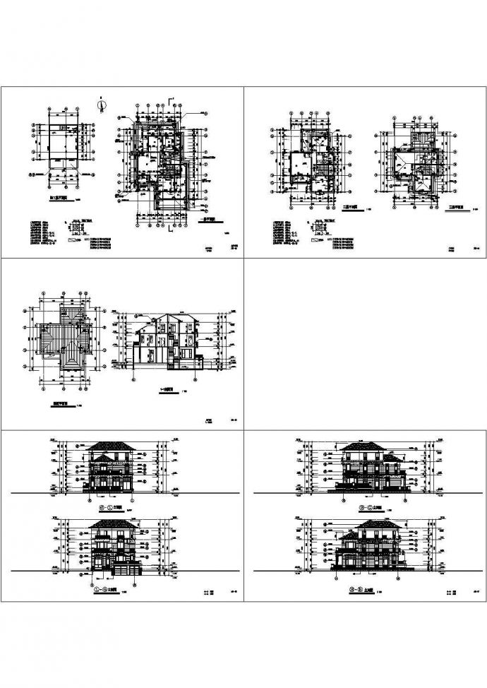 一套完整的别墅建筑结构施工图（含私家车库）_图1