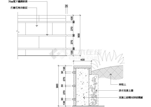 某精致花槽墙大样CAD布置图-图二