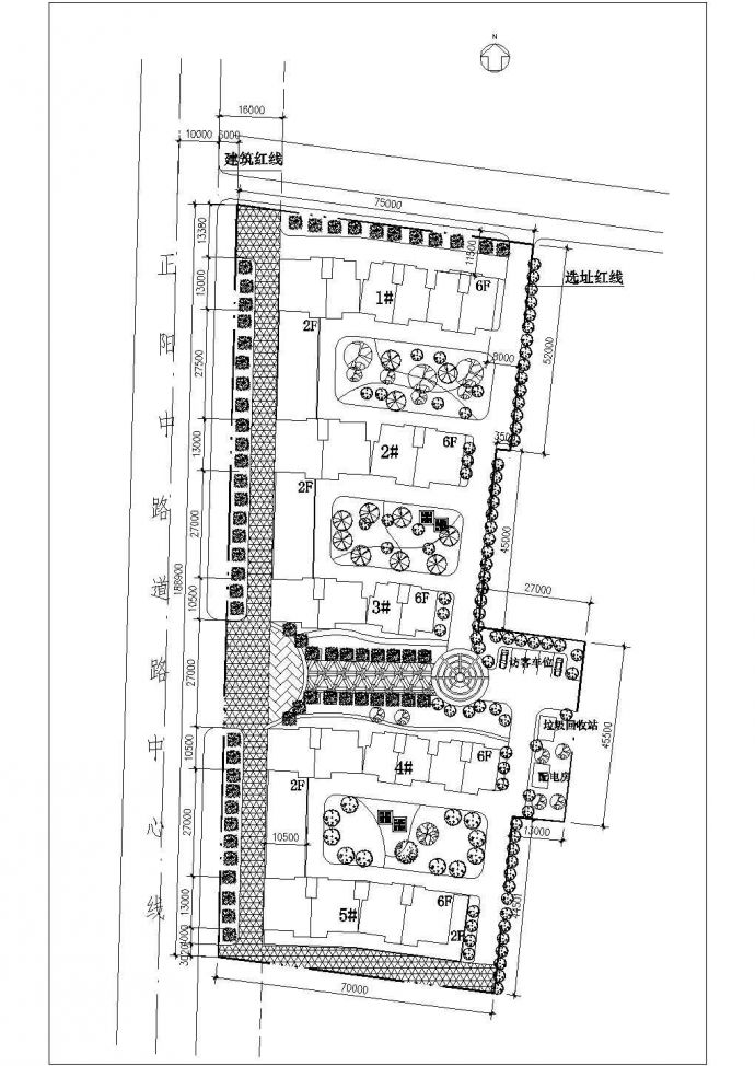 某道路边住宅小区规划设计cad施工总平面图（标注详细）_图1