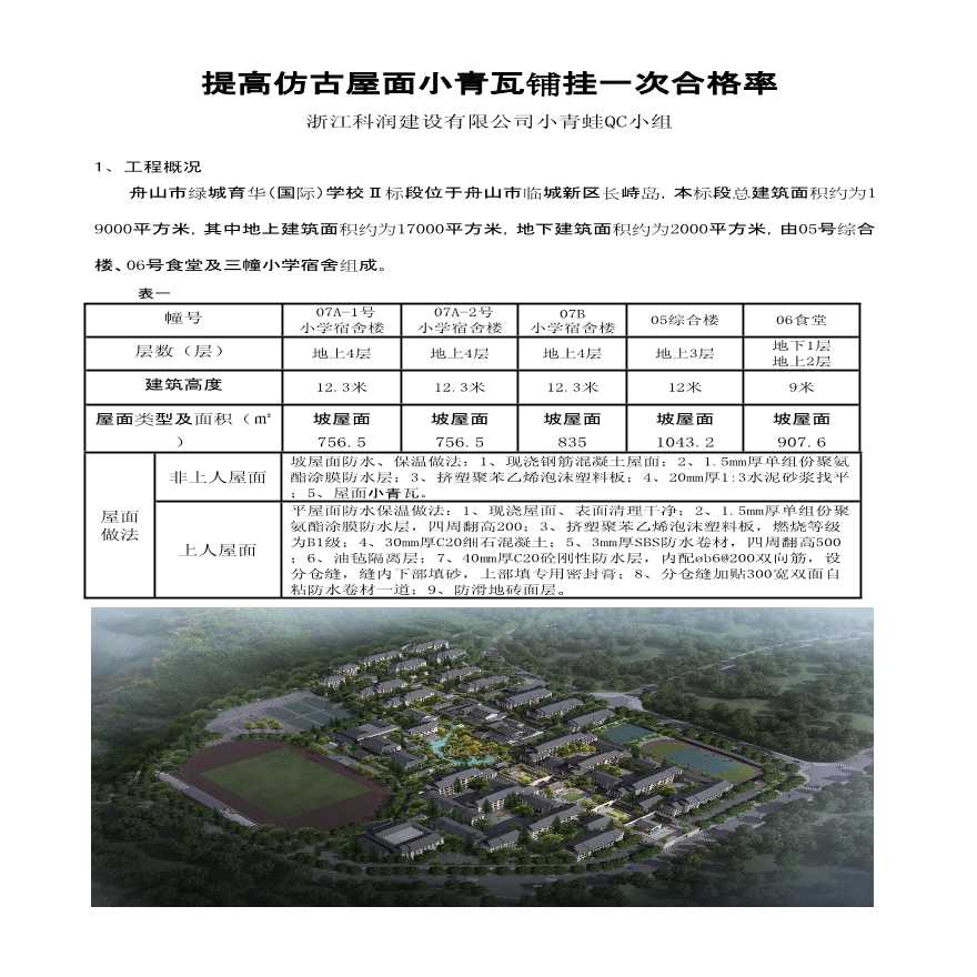 [QC小组成果报告]提高仿古屋面小青瓦铺挂一次合格率-图一