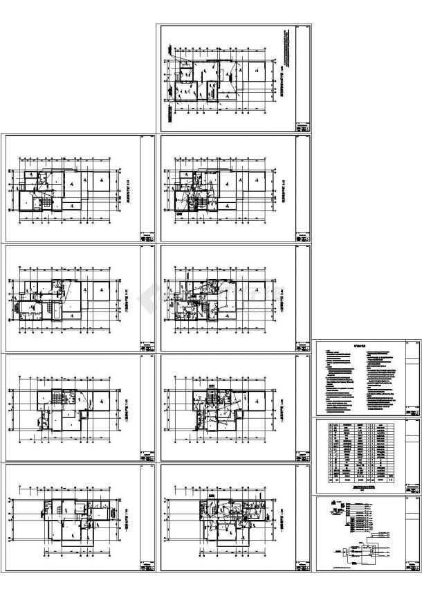 某4层叠加式双拼别墅水电设计施工图-图一